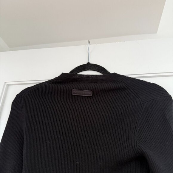 NWT Canada Goose Georgian Slim Crewneck Sweater Black Sz Large Ribbed Knit Wool - Picture 11 of 11